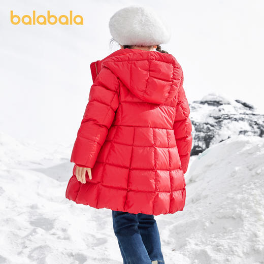 巴拉巴拉童装儿童羽绒服中长款女童连帽外套温暖冬装时髦洋气A摆 商品图2