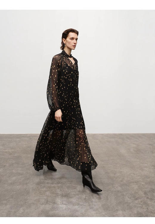 ed*2024秋季新款波点印花真丝混纺两件套连衣裙 商品图2