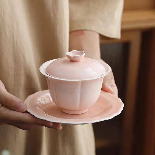 沁茶悦旅羊脂玉瓷樱花三才盖碗礼盒装 商品图2