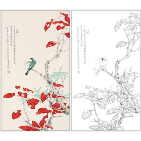 任重花鸟工笔画白描底稿《秋禽西风图》临摹勾线高清打印稿RD09