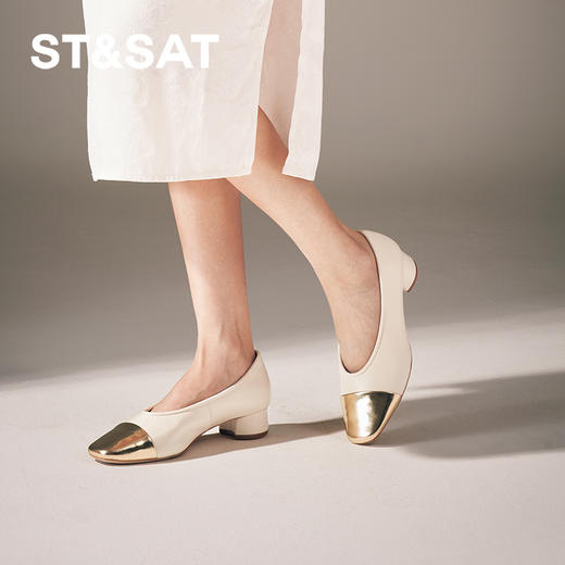 星期六通勤百搭绒面细钻粗跟单鞋SSC3111108 商品图2