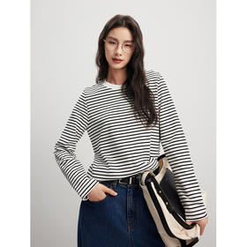 棉仓357601004-南法系列全棉强捻感定织条纹T高级简约瘦直筒版型