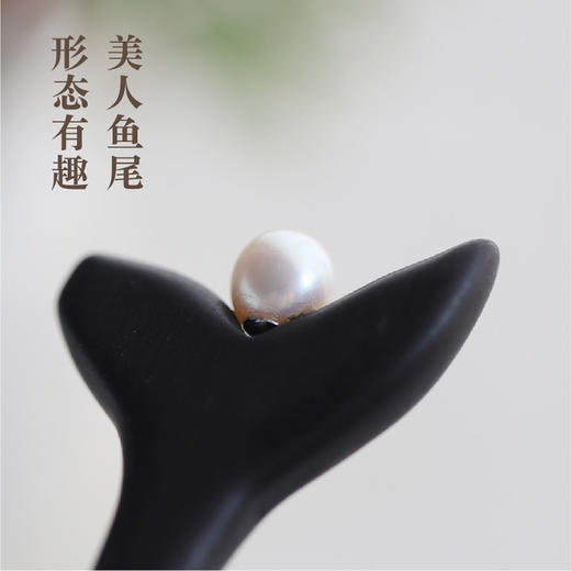 米马饰物 改良版天然淡水无核珍珠黑檀木发簪玉贝母花瓣  别致典雅 商品图4