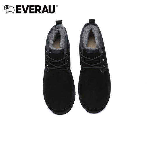EVERAU防风系带高帮设计内里澳洲美利奴羊皮毛一体做工走线精致户外通勤都可男士保暖高帮雪地靴EA5043 商品图4