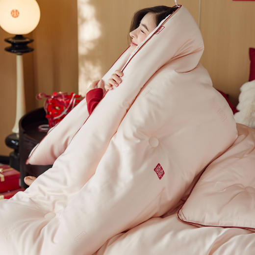 自然醒剪花蚕丝蛋白喜嫁被轻奢结婚庆喜被春秋被芯陪嫁喜字加厚冬被芯TD 商品图9