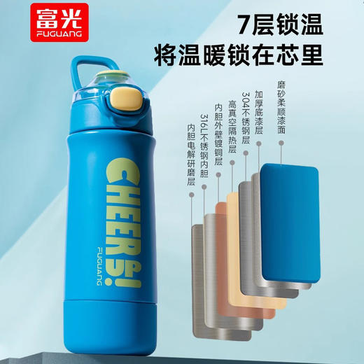 【富光】富光保温杯316不锈钢便携时尚吸管杯子运动600ml大容量车载水杯 商品图0