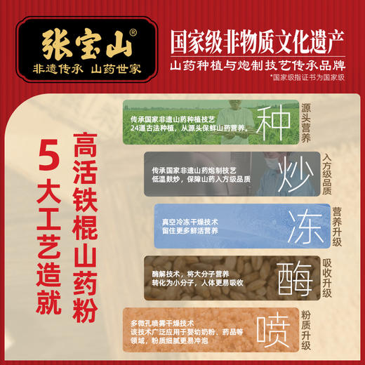 张宝山铁棍山药粉255g*2盒 配料干净 营养美味 礼赠佳品 商品图4