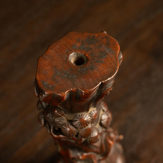 清 黄杨木雕松树纹花插 商品图2