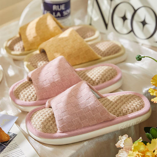 【亚麻拖】男/女同款亚麻拖居家室内拖鞋防滑软底拖【WG24651】 商品图1