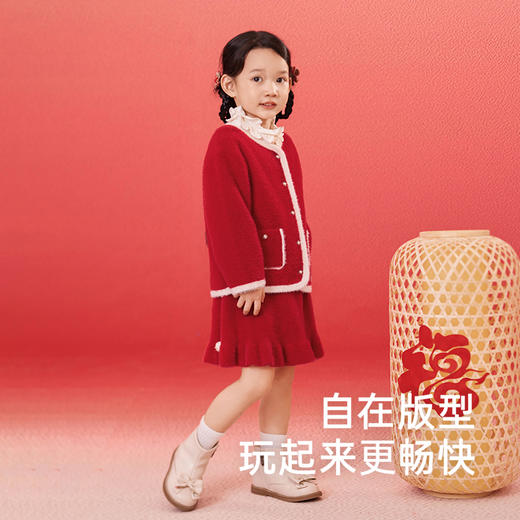【商场同款】英氏儿童外套春秋季女童加绒保暖新年外套喜庆拜年服 商品图2