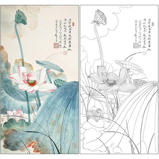任重花鸟工笔画白描底稿《浮香绕曲岸》临摹勾线高清打印稿RD05 商品图0