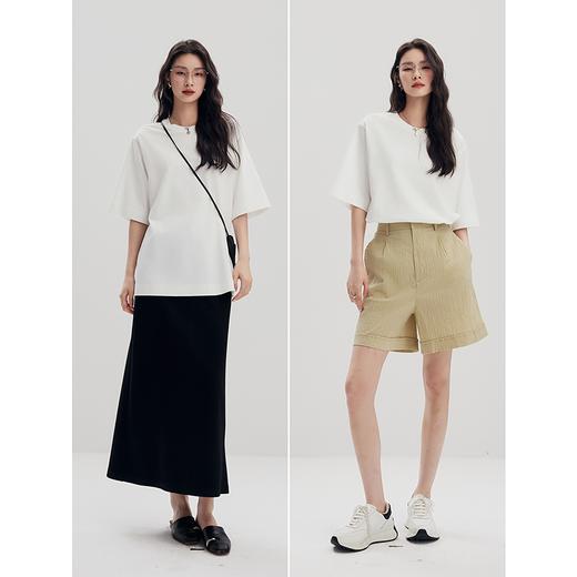 棉仓356601020-全棉重磅奢感T恤休闲男友风廓形大 商品图4