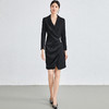 黑色长袖连衣裙职业正装主持人正式场合收腰显瘦前台工作西装裙 商品缩略图3