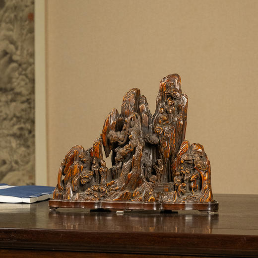 清 沉香木雕八仙人物山子摆件（红木座） 商品图4