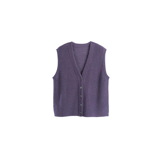 绽放669朵/知识分子*羊毛V领开襟单排扣弹力复古绒毛感马甲 商品图4