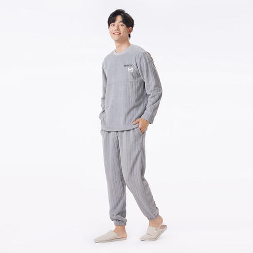 都市丽人都市锋尚睡衣舒适外出长袖法兰绒烂花厚男士法兰绒套装FHT2D8 商品图3