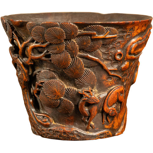 清 竹雕松鹿图爵杯 商品图5