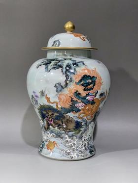 狮子滚绣球描金福山寿海将军罐