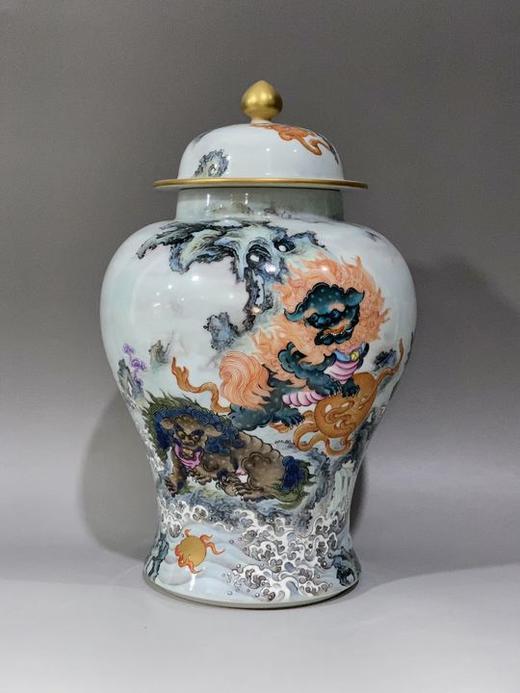 狮子滚绣球描金福山寿海将军罐 商品图0