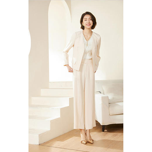 乔万尼直筒裤女春秋气质高级感白色长裤新EM3F470 商品图1