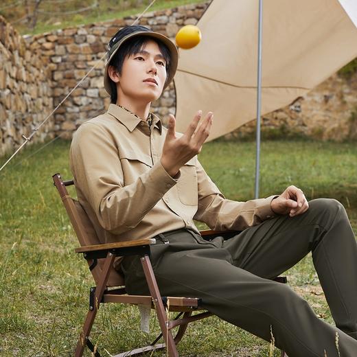 柒牌男装长袖衬衫男2024秋季新款时尚潮流工装风休闲百搭翻领衬衣	127A70100 商品图1