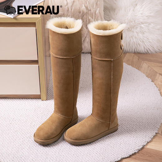 EVERAU过膝可翻折两穿设计雪地靴中保暖国王级别加高长筒雪地靴EA3140 商品图5