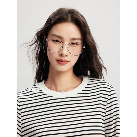 棉仓357601004-南法系列全棉强捻感定织条纹T高级简约瘦直筒版型 商品图3