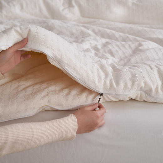 自然醒莫奈全棉提花80大豆子母被芯高端双A类抗菌纯棉华夫格80%大豆蛋白春秋被四季通用加厚冬被FM 商品图3