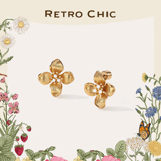 【赵丽颖同款】Garden of Eden 伊甸园系列 | 金/银丝四瓣花耳环 商品图7