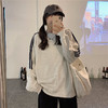 秋冬季【学院条纹拼接宽松卫衣】女款衣服 时尚休闲韩版长袖卫衣外套灰色  商品缩略图2