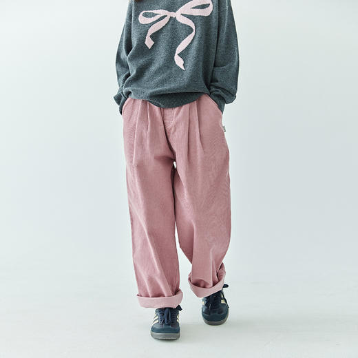 棵初2024年秋冬新品女童休闲全棉灯芯绒长裤亲子款慵懒随性阔腿裤 商品图2