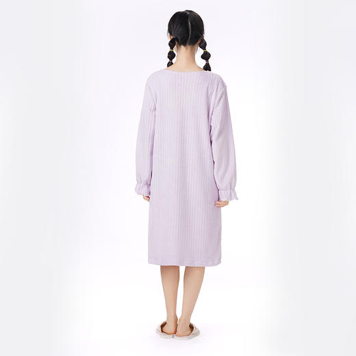 都市丽人睡衣超值精选长袖裙家居服法兰绒抽条厚女士法兰绒睡裙LHT6G6 商品图3