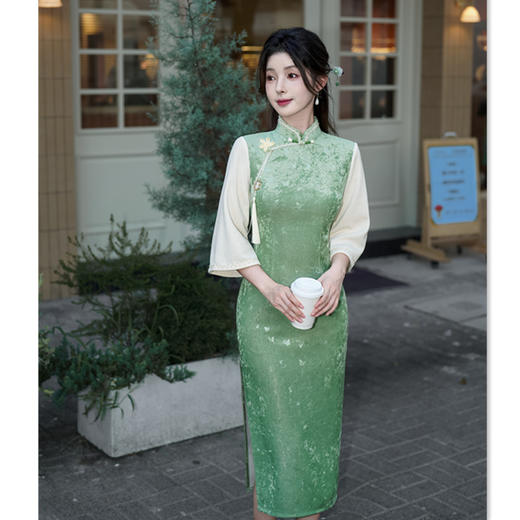 时尚改良新中式，长款倒大袖旗袍GX-36115 商品图2