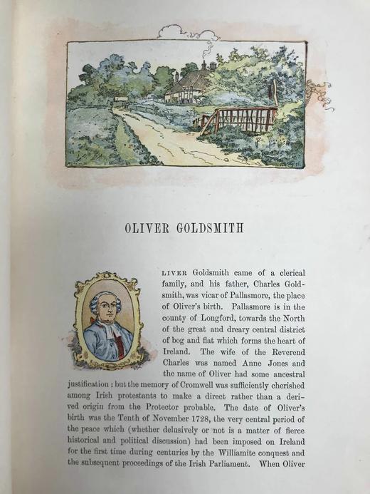 1889年 戈德史密斯《威克菲尔德牧师》 114幅手工上色插图 全真皮精装16开 商品图5