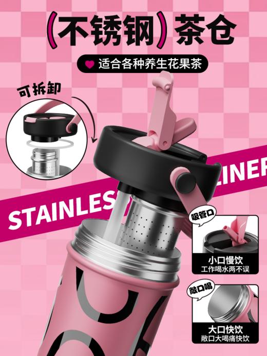 GOOM艺术手绘水杯2024新款女保温杯大容量女生高颜值便携吸管杯 商品图3