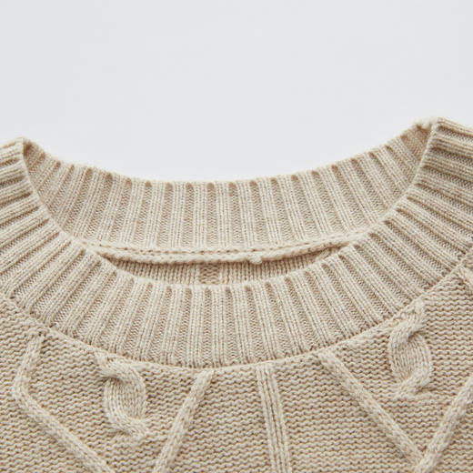 谜底套头针织衫长袖女2024秋季新品复古风拼接圆领毛衣243MZ1319 商品图2