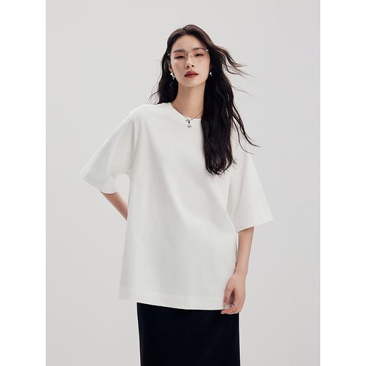 棉仓356601020-全棉重磅奢感T恤休闲男友风廓形大 商品图0