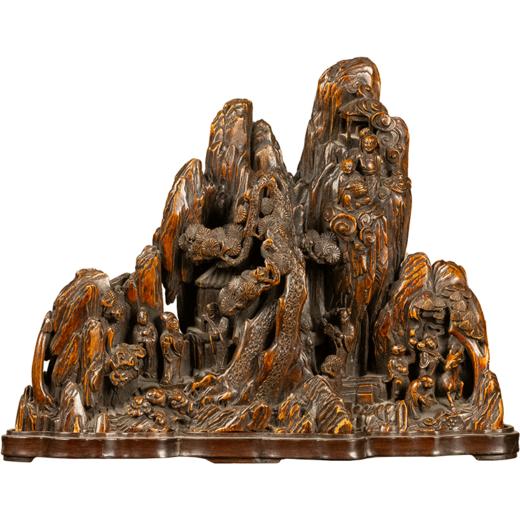 清 沉香木雕八仙人物山子摆件（红木座） 商品图5