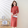 2024秋季新款韩版修身圆领长袖包臀显瘦纯色修身时尚连衣裙MJSW1855 商品缩略图0