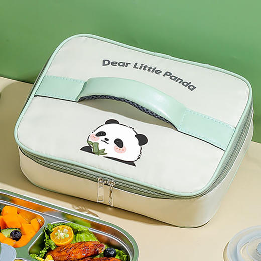 【告别速食外卖，时尚熊猫，分格便当盒】学生304不锈钢保温饭盒 小学生专用儿童餐盘分格 可微波炉加热 上班族饭盒-QQ 商品图11