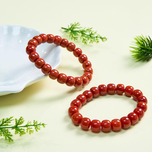 玉美人菲菲HZ#南红老型珠手串约10*11mm- 商品图0