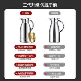 美厨（maxcook）保温壶 304不锈钢真空热开水瓶暖壶家用咖啡壶大容量2L本色MCB393
