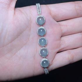 S925翡翠五颗圆面表链款9mm