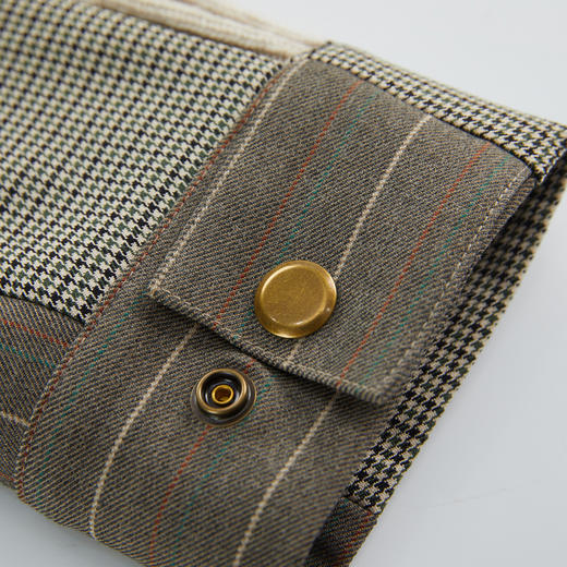 谜底套头针织衫长袖女2024秋季新品复古风拼接圆领毛衣243MZ1319 商品图3