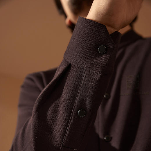 【中华立领】柒牌长袖衬衫男2024秋季新款时尚休闲含羊毛立领衬衣	127A70560 商品图2