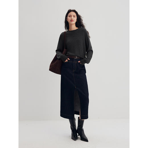 棉仓356635027-贝壳装饰扣短款长袖毛衣 商品图1