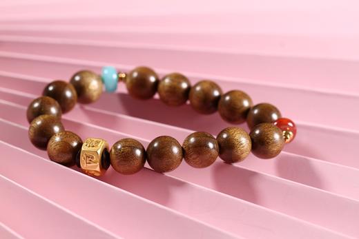 JSMN0050°平安喜乐/六字箴言老料金丝楠木手串 商品图1