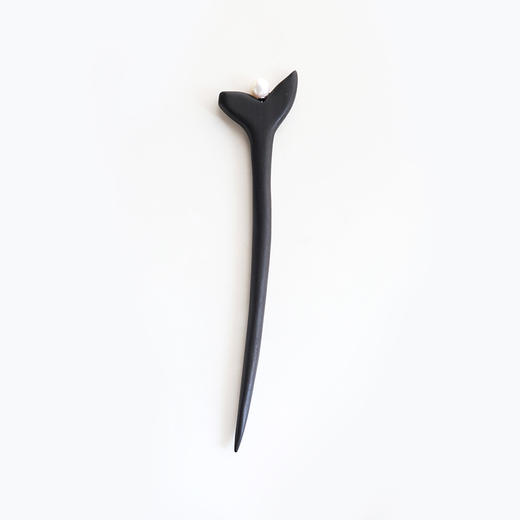 米马饰物 改良版天然淡水无核珍珠黑檀木发簪玉贝母花瓣  别致典雅 商品图7