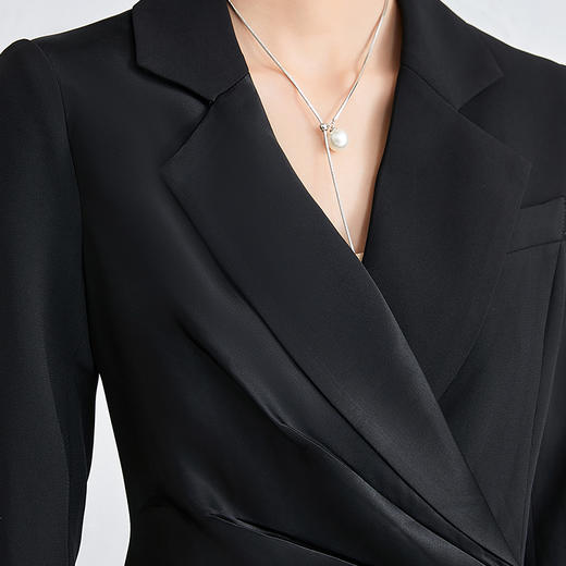 黑色长袖连衣裙职业正装主持人正式场合收腰显瘦前台工作西装裙 商品图2