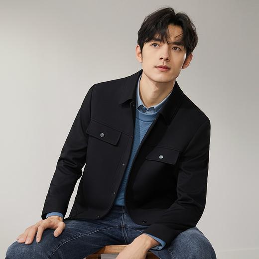 柒牌翻领华夫格夹克男2024秋冬新款时尚休闲舒适百搭男士工装外套	127K70950 商品图1